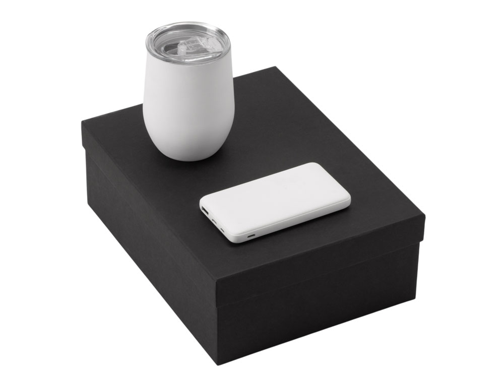 Подарочный набор с термокружкой и повербанком С2, 10000 mAh, белый